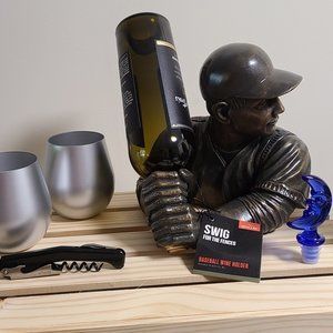 Baseball Wine Bottle Holder, Wine Glasses, Wine Stopper, Corkscrew – MBHS9